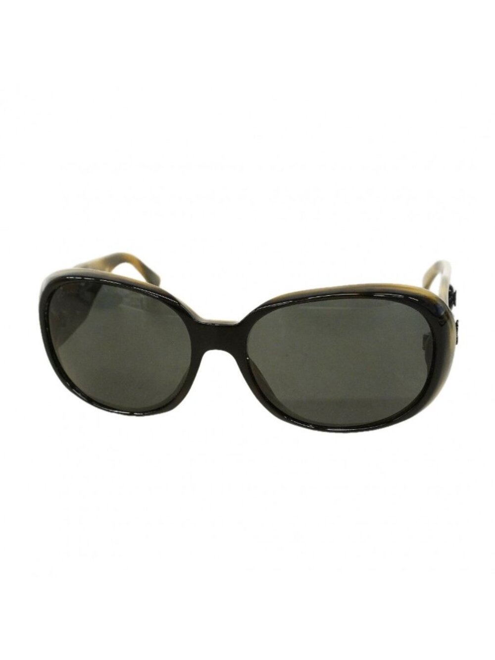 Chanel Sunglasses Camellia Acetate Black Khaki Silver Eyewear - Picture 1 of 8